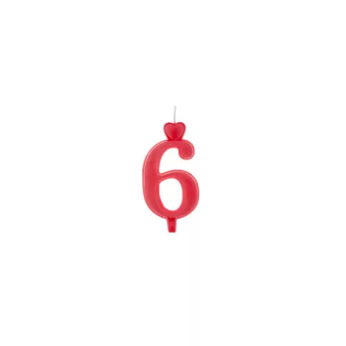 Kicsi számgyertya - Piros - 6 