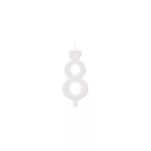 Nagy számgyertya - Fehér - 8