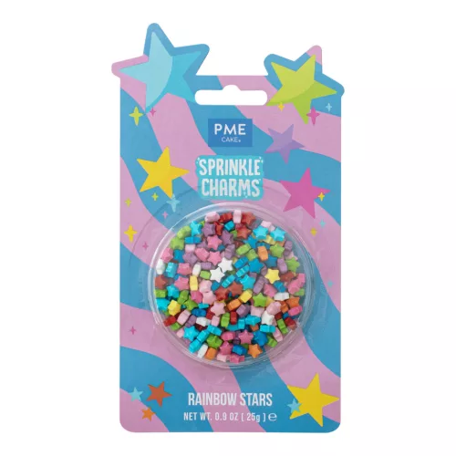 Cukordekoráció - Szivárvány Csillagok Sprinkle Charms