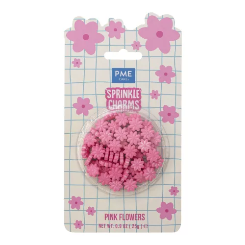 Cukordekoráció - Pink Virágok Sprinkle Charms