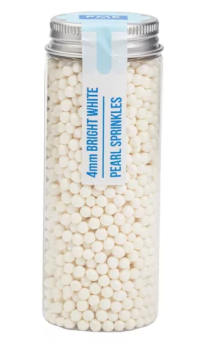 Cukordekoráció - Fehér gyöngy 4mm - 74g