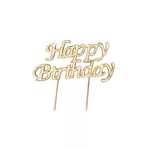 Strassz beszúró - Happy Birthday - Arany 