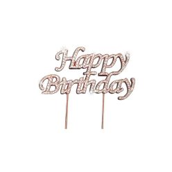 Strassz beszúró - Happy Birthday - Rose gold 