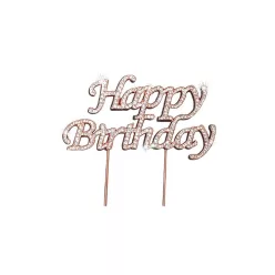 Strassz beszúró - Happy Birthday - Rose gold 