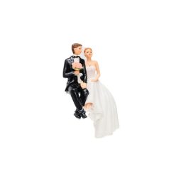 Nászpár - Torta szélén ülős, csokros